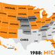 Illustration for article titled Map: Six Decades of the Most Popular Names for Boys, State-by-State